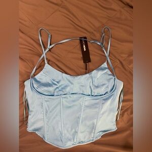 Fashion Nova Sky Blue Satin Corset